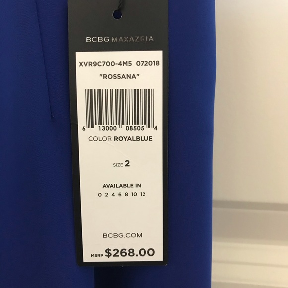 BCBGMaxAzria ROYAL BLUE CUTOUT JUMPSUIT, SZ 2 & 4 - Picture 6 of 8